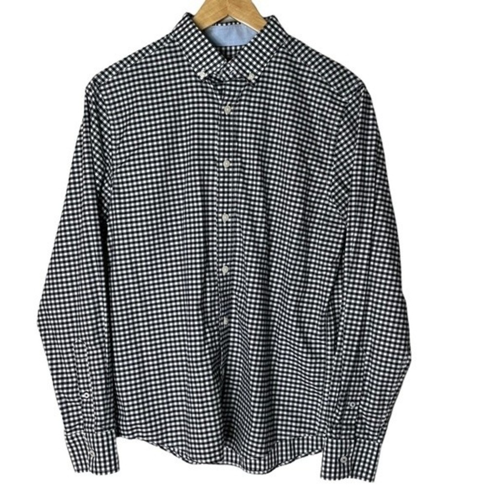 UNTUCKit Mens Button Down Long Sleeve Black & White Check Shirt Size Medium